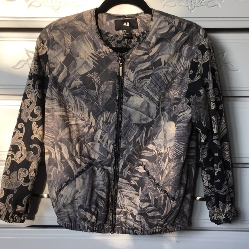 H&M Paisley Quilted Bomber Jacket